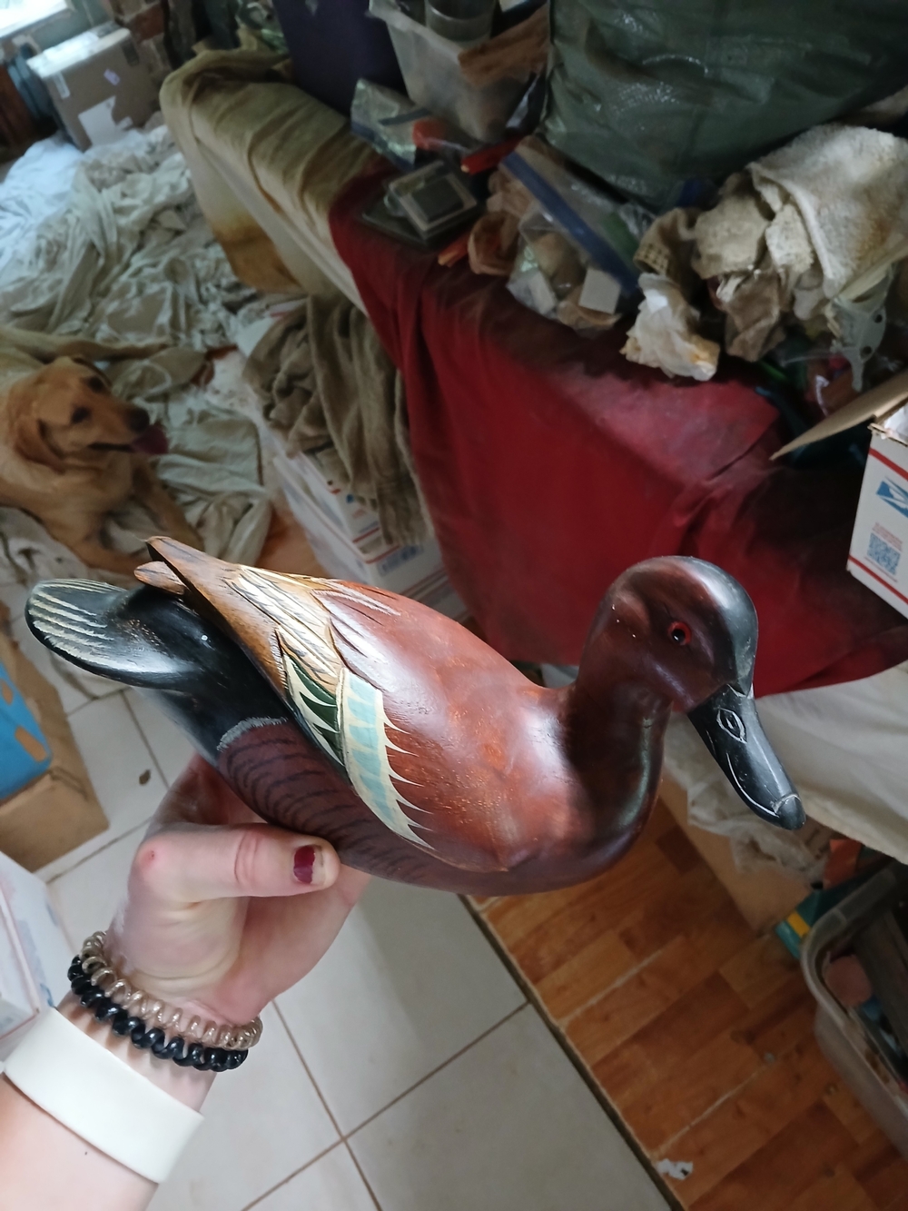 vintage hand-painted decorative wooden duck decoy Ducks Unlimited Since 1937